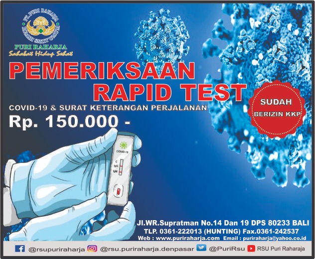Pemeriksaan RAPID TEST di RSU Puri Raharja